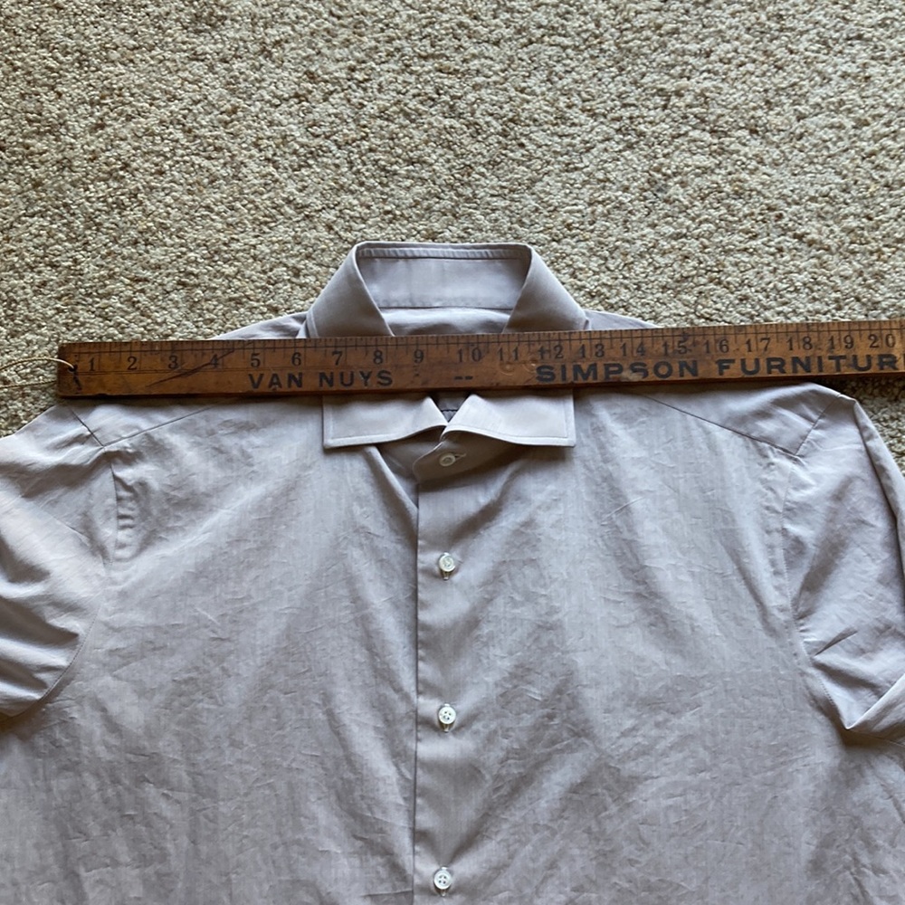Isaia Napoli Men’s Solid Gray Beige Cotton Dress Shirt NWOT (Imperfect) - Picture 9 of 14